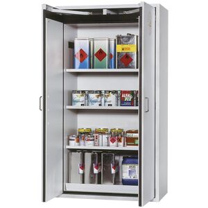 Feuerbeständiger Gefahrstoffschrank Typ 90, 2-türig, Außen-HxBxT 1968 x 900 x 615 mm, grau, pulverbeschichtet asecos Feuerbeständiger Gefahrstoffschrank Typ 90, 2-türig, Außen-HxBxT 1968 x 900 x 615 mm, grau, pulverbeschichtet asecos