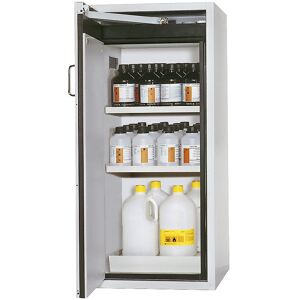 Feuerbeständiger Gefahrstoffschrank Typ 90, 1-türig, Außen-HxBxT 1298 x 600 x 615 mm, grau, pulverbeschichtet asecos Feuerbeständiger Gefahrstoffschrank Typ 90, 1-türig, Außen-HxBxT 1298 x 600 x 615 mm, grau, pulverbeschichtet asecos