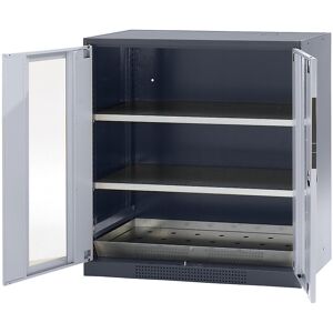 Labor-Chemikalienschrank, 2-türig, halbhoch, 2 Fachböden, mit Sichtfenster, grau asecos Labor-Chemikalienschrank, 2-türig, halbhoch, 2 Fachböden, mit Sichtfenster, grau asecos