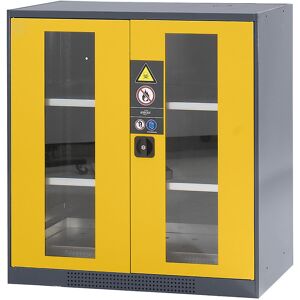 Labor-Chemikalienschrank, 2-türig, halbhoch, 2 Fachböden, mit Sichtfenster, gelb asecos Labor-Chemikalienschrank, 2-türig, halbhoch, 2 Fachböden, mit Sichtfenster, gelb asecos