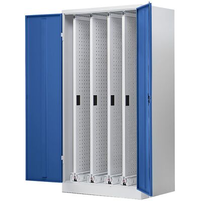 Vertikalauszugschrank, mit 4 Auszügen, lichtgrau / enzianblau Pavoy Vertikalauszugschrank, mit 4 Auszügen, lichtgrau / enzianblau Pavoy