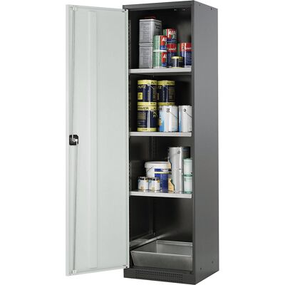 Labor-Chemikalienschrank, 1-türig, hoch, 3 Fachböden, ohne Sichtfenster, grau asecos Labor-Chemikalienschrank, 1-türig, hoch, 3 Fachböden, ohne Sichtfenster, grau asecos