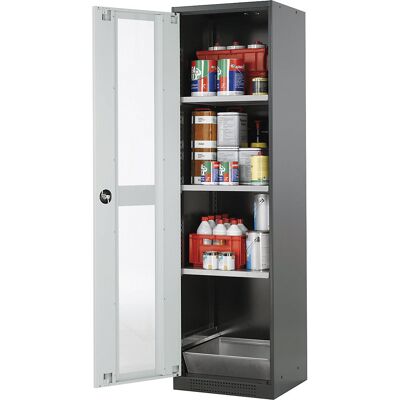 Labor-Chemikalienschrank, 1-türig, hoch, 3 Fachböden, mit Sichtfenster, grau asecos Labor-Chemikalienschrank, 1-türig, hoch, 3 Fachböden, mit Sichtfenster, grau asecos
