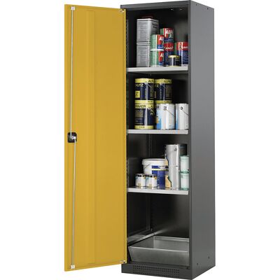 Labor-Chemikalienschrank, 1-türig, hoch, 3 Fachböden, ohne Sichtfenster, gelb asecos Labor-Chemikalienschrank, 1-türig, hoch, 3 Fachböden, ohne Sichtfenster, gelb asecos