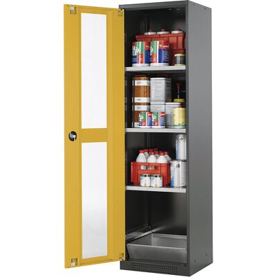 Labor-Chemikalienschrank, 1-türig, hoch, 3 Fachböden, mit Sichtfenster, gelb asecos Labor-Chemikalienschrank, 1-türig, hoch, 3 Fachböden, mit Sichtfenster, gelb asecos