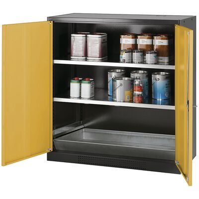 Labor-Chemikalienschrank, 2-türig, halbhoch, 2 Fachböden, ohne Sichtfenster, gelb asecos Labor-Chemikalienschrank, 2-türig, halbhoch, 2 Fachböden, ohne Sichtfenster, gelb asecos