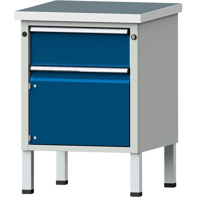 Kompaktwerkbank, BxT 605 x 650 mm, 1 Schublade, 1 Schrank, stationär, Universalplatte ANKE Kompaktwerkbank, BxT 605 x 650 mm, 1 Schublade, 1 Schrank, stationär, Universalplatte ANKE