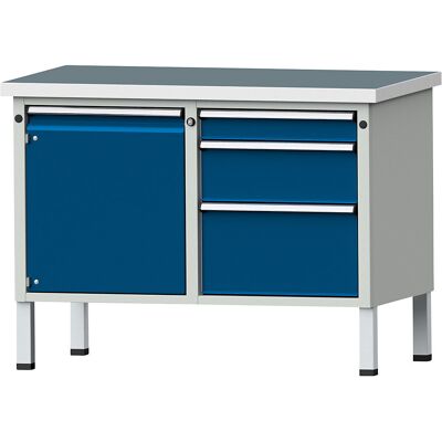 Kompaktwerkbank, BxT 1140 x 650 mm, 1 Schrank, 3 Schubladen, stationär, Universalplatte ANKE Kompaktwerkbank, BxT 1140 x 650 mm, 1 Schrank, 3 Schubladen, stationär, Universalplatte ANKE