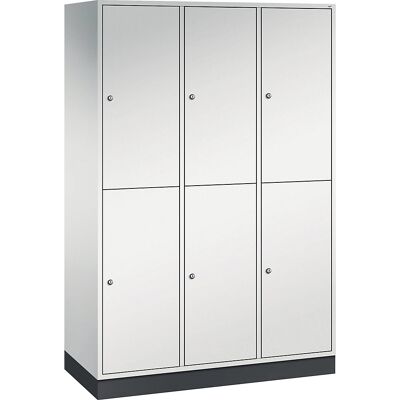 Doppelstock-Spind Intro, 3 Abteile, lichtgrau, BxT 1220 x 500 mm C+P Doppelstock-Spind Intro, 3 Abteile, lichtgrau, BxT 1220 x 500 mm C+P