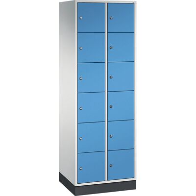 6er-Schließfachschrank Intro, 2 Abteile, Korpus lichtgrau, Türen lichtblau C+P 6er-Schließfachschrank Intro, 2 Abteile, Korpus lichtgrau, Türen lichtblau C+P