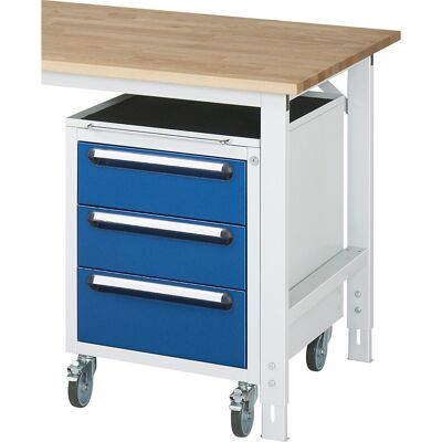 Roll-Container, HxBxT 690 x 490 x 600 mm, 3 Schubladen, lichtgrau / enzianblau RAU Roll-Container, HxBxT 690 x 490 x 600 mm, 3 Schubladen, lichtgrau / enzianblau RAU