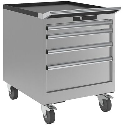 Schubladenschrank, Breite 564 mm, fahrbar, 4 Schubladen, HxT 723 x 725 mm, lichtgrau LISTA Schubladenschrank, Breite 564 mm, fahrbar, 4 Schubladen, HxT 723 x 725 mm, lichtgrau LISTA