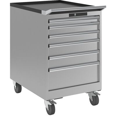 Schubladenschrank, Breite 564 mm, fahrbar, 6 Schubladen, HxT 890 x 725 mm, lichtgrau LISTA Schubladenschrank, Breite 564 mm, fahrbar, 6 Schubladen, HxT 890 x 725 mm, lichtgrau LISTA