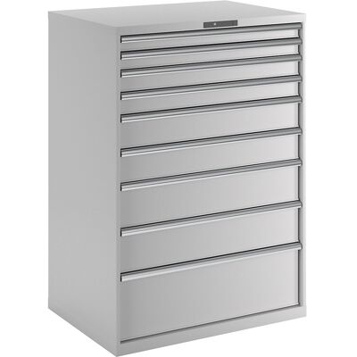 Schubladenschrank, 9 Schubladen, BxTxH 1023 x 725 x 1450 mm, lichtgrau LISTA Schubladenschrank, 9 Schubladen, BxTxH 1023 x 725 x 1450 mm, lichtgrau LISTA
