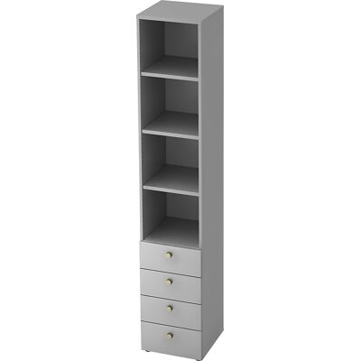 Kombi-Schrank, 3 Fachböden, 4 Schubladen, lichtgrau / lichtgrau eurokraft pro Kombi-Schrank, 3 Fachböden, 4 Schubladen, lichtgrau / lichtgrau eurokraft pro