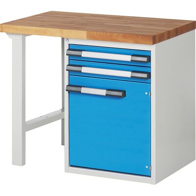 Werkbank, Baukastensystem Serie 7000, 2 Schubladen, 1 Schrank, Tiefe 700 mm, BxT 1000 x 700 mm eurokraft pro Werkbank, Baukastensystem Serie 7000, 2 Schubladen, 1 Schrank, Tiefe 700 mm, BxT 1000 x 700 mm eurokraft pro