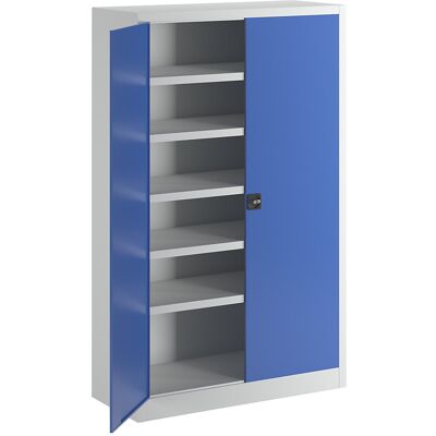 Ball-Flügeltürschrank, Höhe 1950 mm, mit Vollblech-Türen, Breite 1200 mm, grau / blau Pavoy Ball-Flügeltürschrank, Höhe 1950 mm, mit Vollblech-Türen, Breite 1200 mm, grau / blau Pavoy
