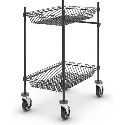 kaiserkraft Drahtgitter-Tischwagen, schwarz, mit 2 Körben, LxBxH 760 x 460 x 1025 mm kaiserkraft Drahtgitter-Tischwagen, schwarz, mit 2 Körben, LxBxH 760 x 460 x 1025 mm