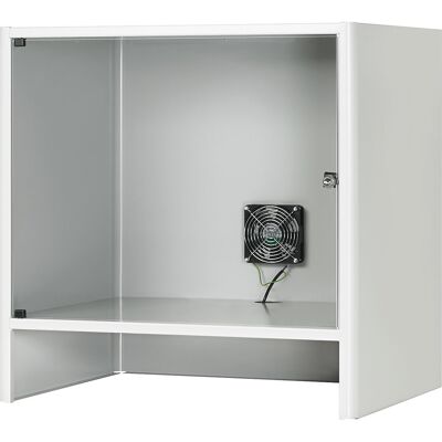 Monitorgehäuse mit integriertem Aktivlüfter, HxBxT 710 x 720 x 550 mm, lichtgrau RAL 7035 RAU Monitorgehäuse mit integriertem Aktivlüfter, HxBxT 710 x 720 x 550 mm, lichtgrau RAL 7035 RAU
