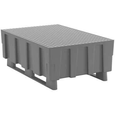PE-Auffangwanne für 200-l-Fässer, mit Kufen, Auffangvolumen 224 l, mit verzinktem Stahlgitter CEMO PE-Auffangwanne für 200-l-Fässer, mit Kufen, Auffangvolumen 224 l, mit verzinktem Stahlgitter CEMO