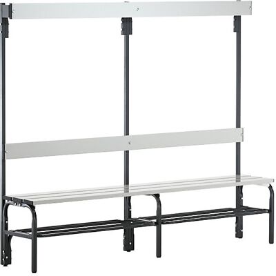 Sypro Edelstahl Schließfachbank - 1650 x 375mm, 6 Haken, Drahtschuhregal Sypro Edelstahl Schließfachbank - 1650 x 375mm, 6 Haken, Drahtschuhregal