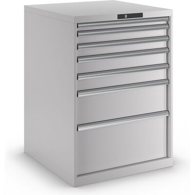 Schubladenschrank, Stahlblech, HxB 1000 x 717 mm, 7 Schubladen, lichtgrau LISTA Schubladenschrank, Stahlblech, HxB 1000 x 717 mm, 7 Schubladen, lichtgrau LISTA