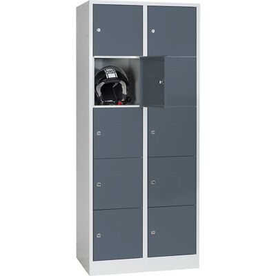 5er-Schließfachschrank Dresden, 2 Abteile, lichtgrau / basaltgrau, B 800 mm, mit Bodensockel Wolf 5er-Schließfachschrank Dresden, 2 Abteile, lichtgrau / basaltgrau, B 800 mm, mit Bodensockel Wolf