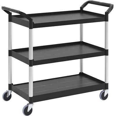 Allzweck-Servierwagen, Tragfähigkeit gesamt 90 kg, LxBxH 860 x 470 x 960 mm, Farbe Ladefläche schwarz Rubbermaid Allzweck-Servierwagen, Tragfähigkeit gesamt 90 kg, LxBxH 860 x 470 x 960 mm, Farbe Ladefläche schwarz Rubbermaid