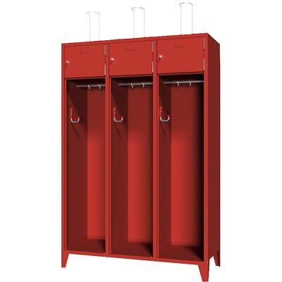 Feuerwehrschrank mit Füßen, Vollblechtür mit Etikettenrahmen, 3 Abteile, 6 Fächer Pavoy Feuerwehrschrank mit Füßen, Vollblechtür mit Etikettenrahmen, 3 Abteile, 6 Fächer Pavoy