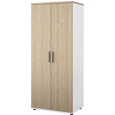 kaiserkraft Schrank Portland, BxT 800 x 420 mm, H 1845 mm, Türhöhe 1770 mm, weiß gebürstet / Eiche kaiserkraft Schrank Portland, BxT 800 x 420 mm, H 1845 mm, Türhöhe 1770 mm, weiß gebürstet / Eiche
