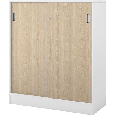 kaiserkraft Schrank Chicago mit Schiebetüren, HxBxT 1353 x 1215 x 400 mm, weiß gebürstet / Eiche kaiserkraft Schrank Chicago mit Schiebetüren, HxBxT 1353 x 1215 x 400 mm, weiß gebürstet / Eiche