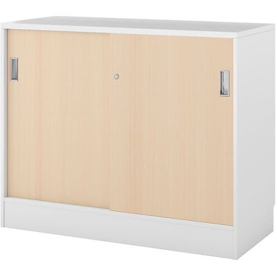 kaiserkraft Schrank Chicago mit Schiebetüren, HxBxT 948 x 1215 x 400 mm, weiß gebürstet / Birke kaiserkraft Schrank Chicago mit Schiebetüren, HxBxT 948 x 1215 x 400 mm, weiß gebürstet / Birke