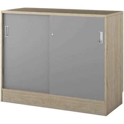 kaiserkraft Schrank Chicago mit Schiebetüren, HxBxT 948 x 1215 x 400 mm, Eiche / lichtgrau kaiserkraft Schrank Chicago mit Schiebetüren, HxBxT 948 x 1215 x 400 mm, Eiche / lichtgrau