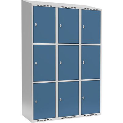 Kaiserkraft Fydor Schrank mit Schloss - 3 Fächer, Hellgrau / Blau Kaiserkraft Fydor Schrank mit Schloss - 3 Fächer, Hellgrau / Blau