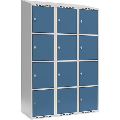 Kaiserkraft Aufbewahrungssschrank - 4 Fächer, Hellgrau / Hellblau, 1200mm, Kippdach Kaiserkraft Aufbewahrungssschrank - 4 Fächer, Hellgrau / Hellblau, 1200mm, Kippdach