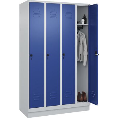 C+P Spind Classic PLUS - 4 Fächer, Grau/Blau, 1200mm Breit C+P Spind Classic PLUS - 4 Fächer, Grau/Blau, 1200mm Breit