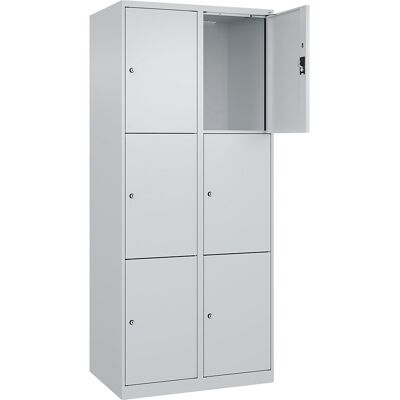 kaiserkraft 3er-Schließfachschrank Evolo PLUS, 2 Abteile, lichtgrau, B 800 mm, 6 Fächer, mit Bodengleitern, Zylinderschloss kaiserkraft 3er-Schließfachschrank Evolo PLUS, 2 Abteile, lichtgrau, B 800 mm, 6 Fächer, mit Bodengleitern, Zylinderschloss
