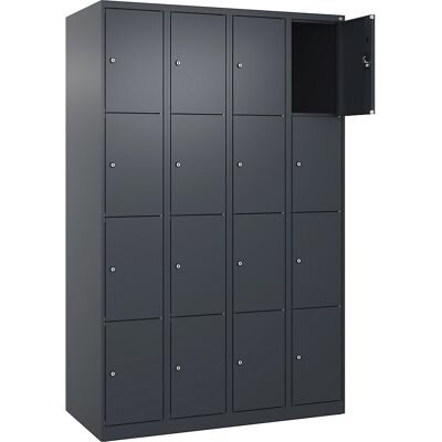 kaiserkraft 4er-Schließfachschrank Evolo PLUS, 4 Abteile, grau, B 1200 mm, 16 Fächer, mit Bodengleitern, Zylinderschloss kaiserkraft 4er-Schließfachschrank Evolo PLUS, 4 Abteile, grau, B 1200 mm, 16 Fächer, mit Bodengleitern, Zylinderschloss