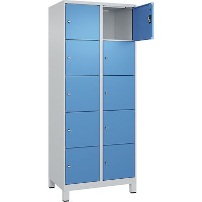 kaiserkraft 5er-Schließfachschrank Evolo PLUS, 2 Abteile, lichtgrau / lichtblau, B 800 mm, 10 Fächer, mit breiten Füßen, Zylinderschloss kaiserkraft 5er-Schließfachschrank Evolo PLUS, 2 Abteile, lichtgrau / lichtblau, B 800 mm, 10 Fächer, mit breiten Füßen, Zylinderschloss