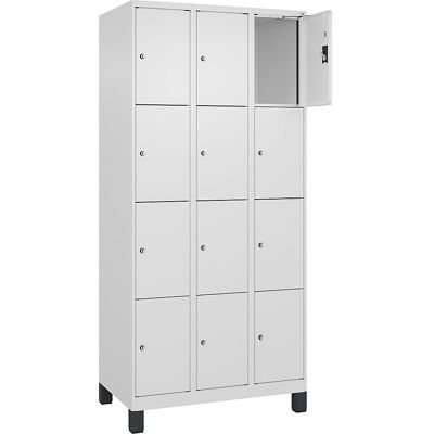 kaiserkraft 4er-Schließfachschrank Evolo PLUS, 3 Abteile, weiß, B 900 mm, 12 Fächer, mit breiten Füßen, Zylinderschloss kaiserkraft 4er-Schließfachschrank Evolo PLUS, 3 Abteile, weiß, B 900 mm, 12 Fächer, mit breiten Füßen, Zylinderschloss
