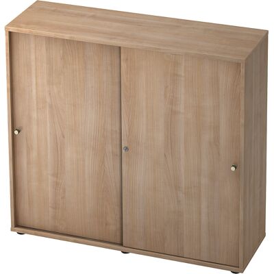 Schiebetürenschrank, 2 Fachböden, Mitteltrennwand, Nussbaum-Dekor / Nussbaum-Dekor eurokraft pro Schiebetürenschrank, 2 Fachböden, Mitteltrennwand, Nussbaum-Dekor / Nussbaum-Dekor eurokraft pro