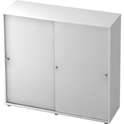 Schiebetürenschrank, 2 Fachböden, Mitteltrennwand, weiß / weiß eurokraft pro Schiebetürenschrank, 2 Fachböden, Mitteltrennwand, weiß / weiß eurokraft pro