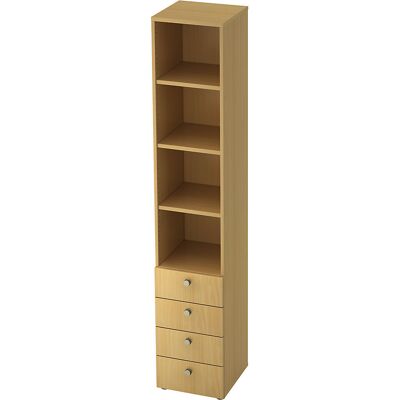 Kombi-Schrank, 3 Fachböden, 4 Schubladen, Buche / Buche eurokraft pro Kombi-Schrank, 3 Fachböden, 4 Schubladen, Buche / Buche eurokraft pro