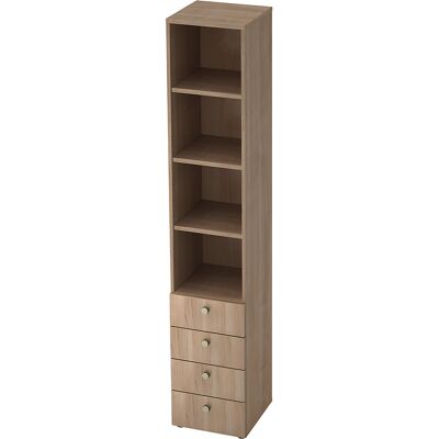 Kombi-Schrank, 3 Fachböden, 4 Schubladen, Nussbaum-Dekor / Nussbaum-Dekor eurokraft pro Kombi-Schrank, 3 Fachböden, 4 Schubladen, Nussbaum-Dekor / Nussbaum-Dekor eurokraft pro