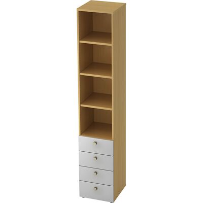 Kombi-Schrank, 3 Fachböden, 4 Schubladen, Buche / alusilber eurokraft pro Kombi-Schrank, 3 Fachböden, 4 Schubladen, Buche / alusilber eurokraft pro