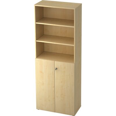 Kombi-Schrank, 5 Fachböden, 2 Flügeltüren, Ahorn-Dekor / Ahorn-Dekor eurokraft pro Kombi-Schrank, 5 Fachböden, 2 Flügeltüren, Ahorn-Dekor / Ahorn-Dekor eurokraft pro