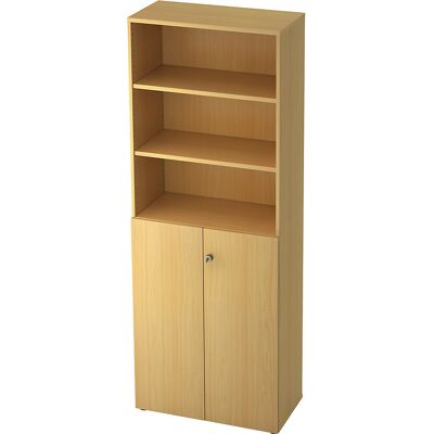 Kombi-Schrank, 5 Fachböden, 2 Flügeltüren, Buche / Buche eurokraft pro Kombi-Schrank, 5 Fachböden, 2 Flügeltüren, Buche / Buche eurokraft pro