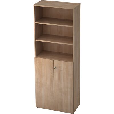 Kombi-Schrank, 5 Fachböden, 2 Flügeltüren, Nussbaum / Nussbaum eurokraft pro Kombi-Schrank, 5 Fachböden, 2 Flügeltüren, Nussbaum / Nussbaum eurokraft pro