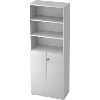 Kombi-Schrank, 5 Fachböden, 2 Flügeltüren, weiß / weiß eurokraft pro Kombi-Schrank, 5 Fachböden, 2 Flügeltüren, weiß / weiß eurokraft pro
