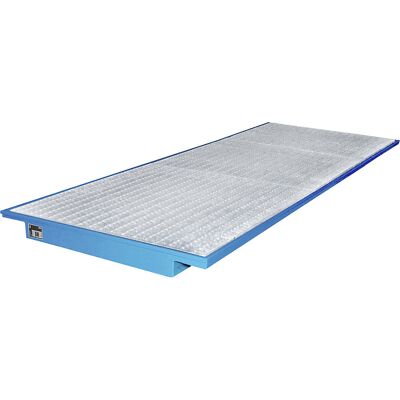 Regal-Einhängewanne, mit verzinktem Gitterrost, LxB 3550 x 1250 mm, blau lackiert eurokraft pro Regal-Einhängewanne, mit verzinktem Gitterrost, LxB 3550 x 1250 mm, blau lackiert eurokraft pro